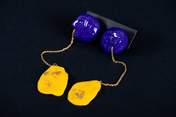 Cercei violet galben-bijuterie-maria-filipescu