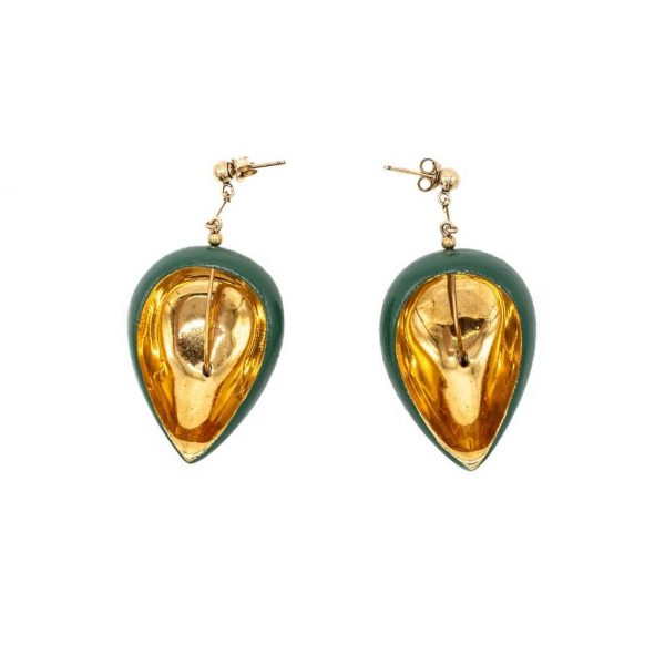 Short green leaf earrings-earrings-raluca-buzura
