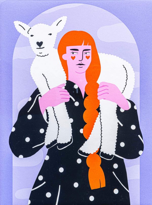 Women with lamb-illustration-and-design-