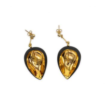 Short black leaf earrings-jewelry-raluca-buzura
