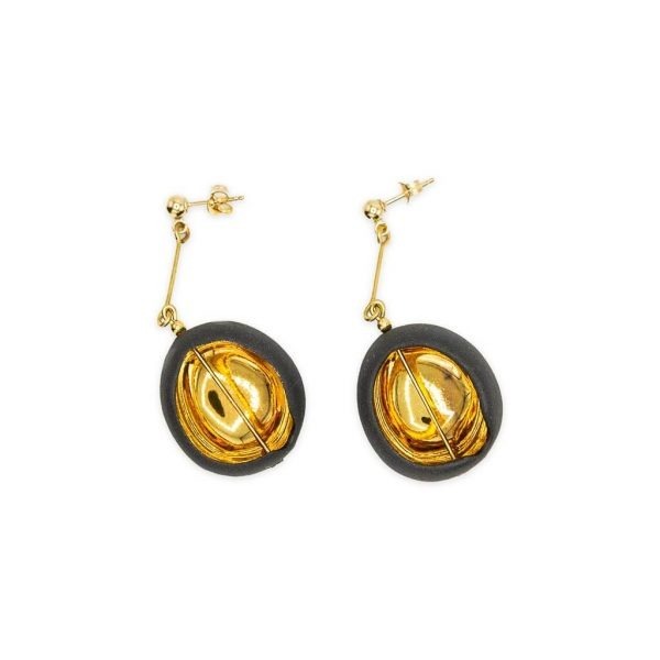 Spherical black earrings-earrings-raluca-buzura