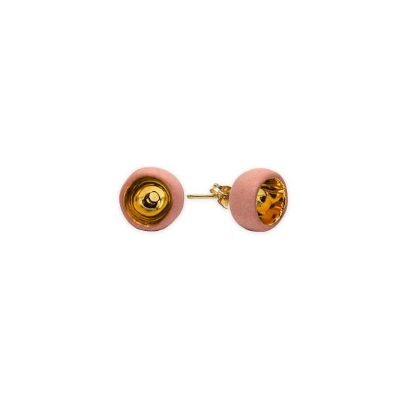 Pink spherical earrings with rod-earrings-raluca-buzura