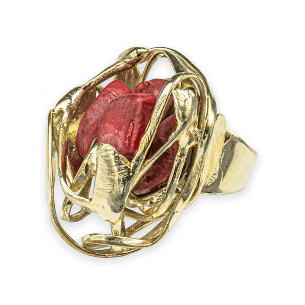 Large red coral ring-jewelry-alina-bancila