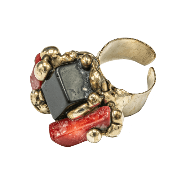 Red coral and onyx ring-jewelry-alina-bancila