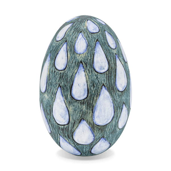 Decorative egg - Blue with drops-decorative-art-aniela-ovadiuc