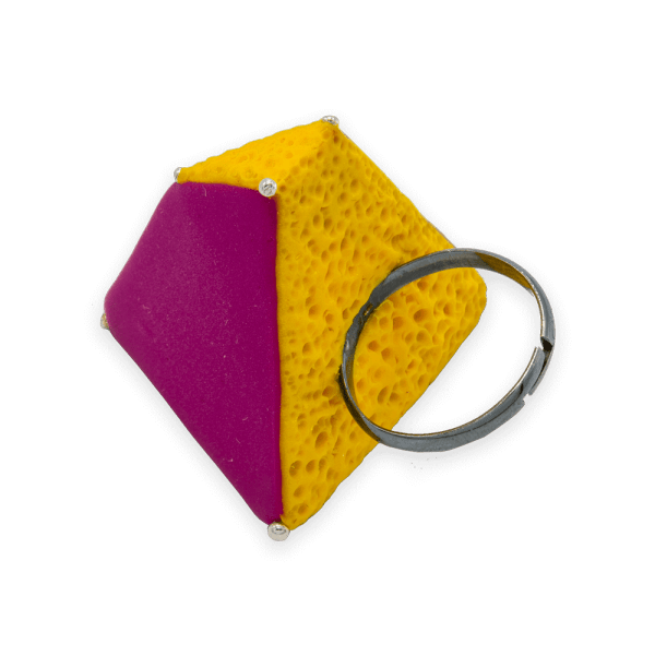 "Geometry" Ring Magenta Pyramid-jewelry-maria-filipescu