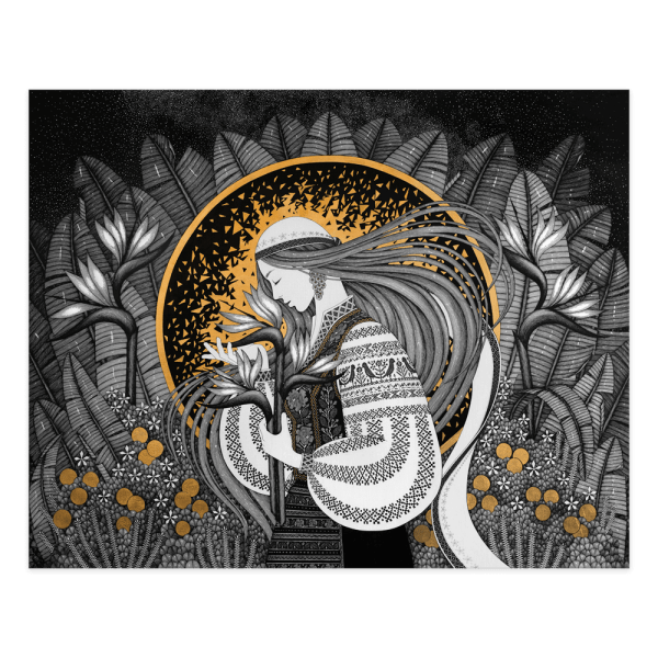 Strelitzia with Moon I-illustration-and-design-anca-popa